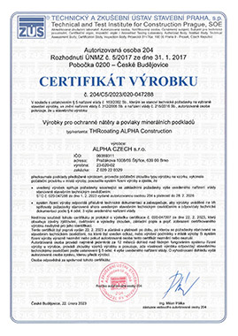 Certifikát výrobku